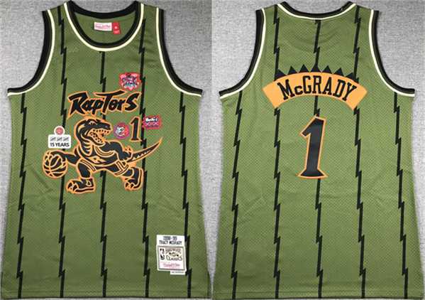 Men%27s Toronto Raptors #1 Tracy McGrady Green 1998-99 Throwback Stitched Jersey Mixiu